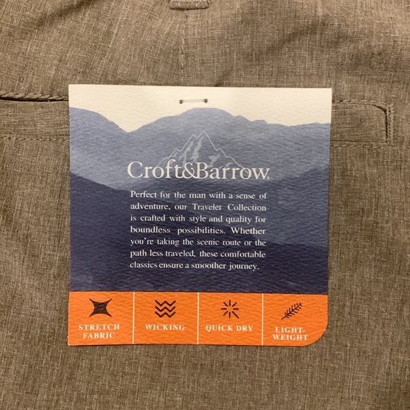 NWT Croft and Barrow Men's Stretch 210 Shadow BRN Brown, Size 40 - Picture 4 of 6